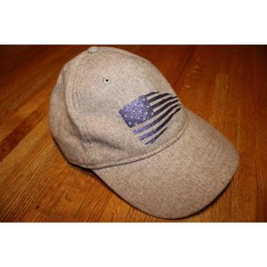 Heather Taupe Adjustable Glitter‎ Blue America Flag Hat One Size Fits Most